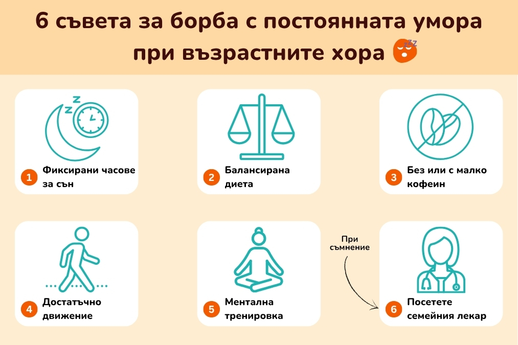 6 съвета за борба с постоянната умора при възрастните хора