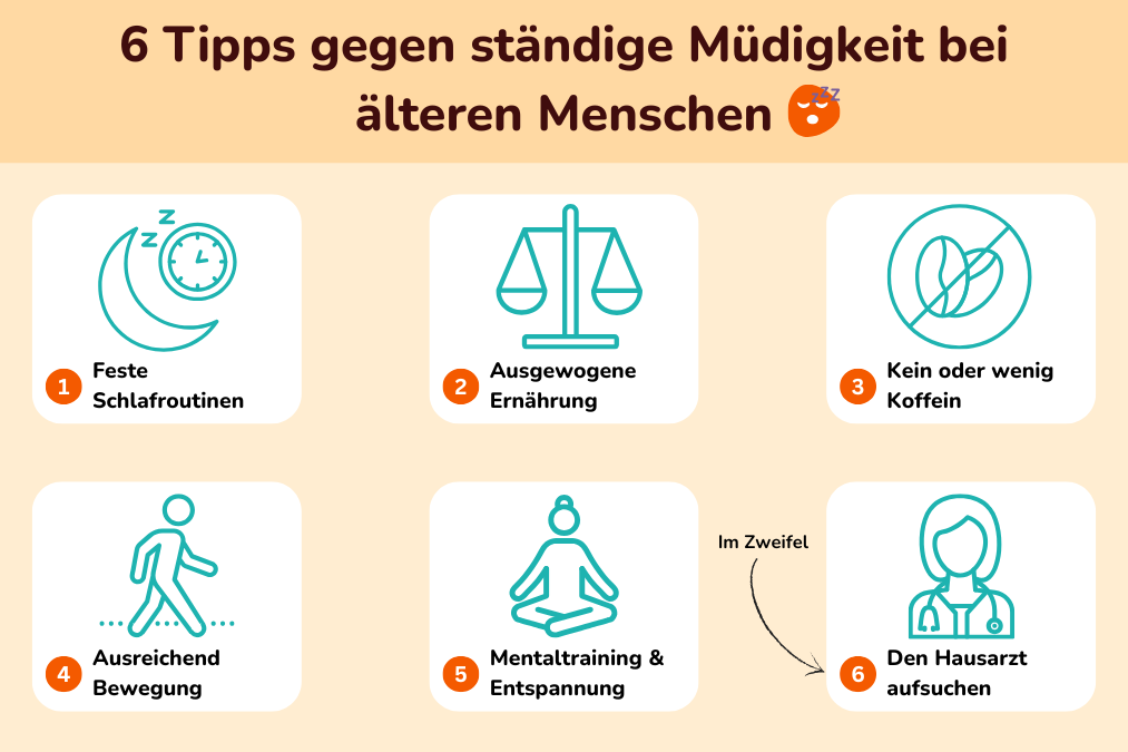 6 Tipps gegen ständige Müdigkeit bei älteren Menschen