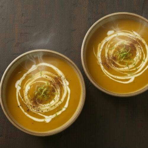 Fertig angerichtete Wintersuppe