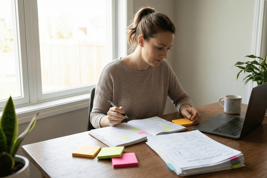 Pflegekraft erstellt einen Plan