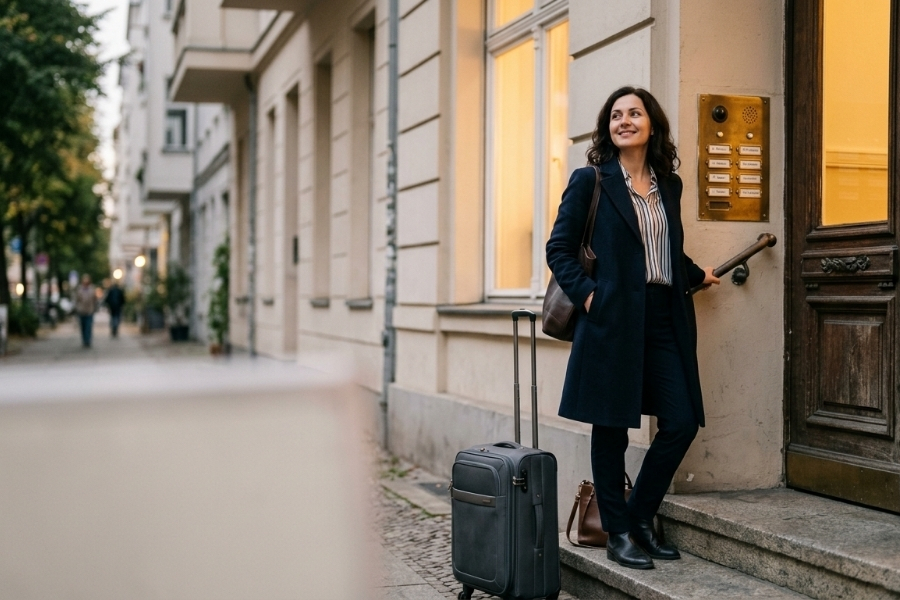 Pflegekraft bei ihrer Ankunft